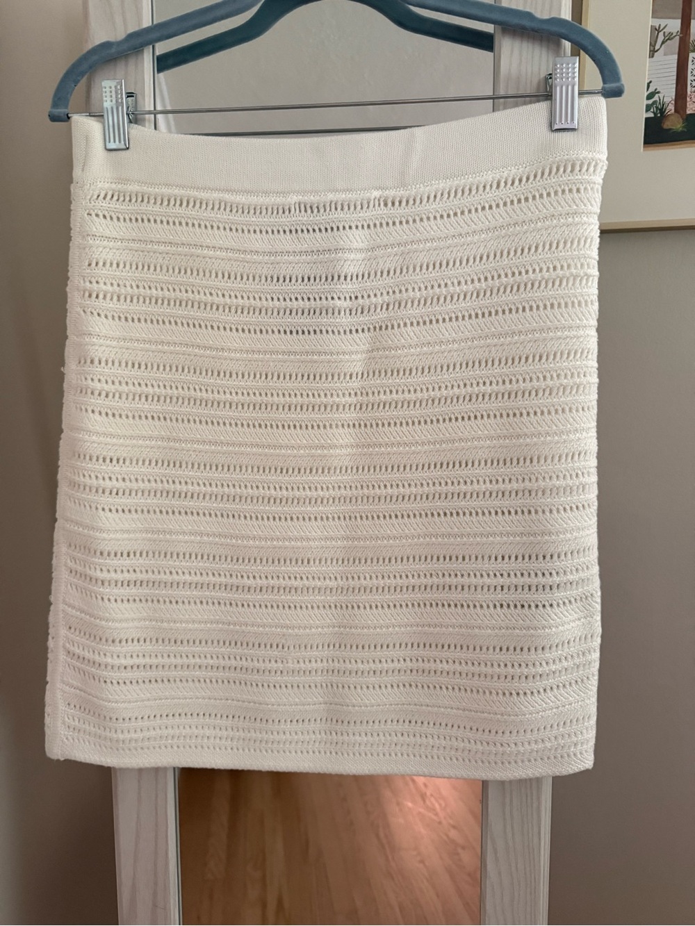 Club Monaco Women's Ivory Crochet Knit Mini Skirt